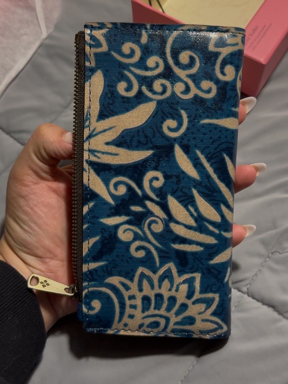 Patricia Nash genuine leather- Teal Floral Wallet - Picture 5 of 10